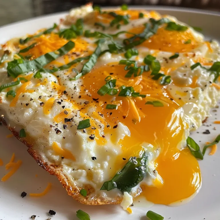 Close-up of baked cottage cheese eggs in a dish, showcasing a golden top and a creamy texture.