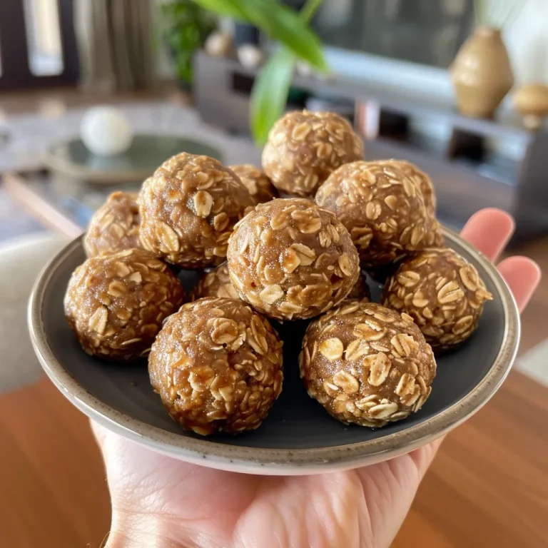 Close-up side view of banana oat energy bites with a rustic background.