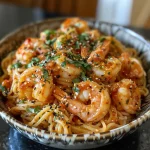 Close-up view of creamy Bang Bang shrimp with a glossy finish, garnished with fresh herbs.