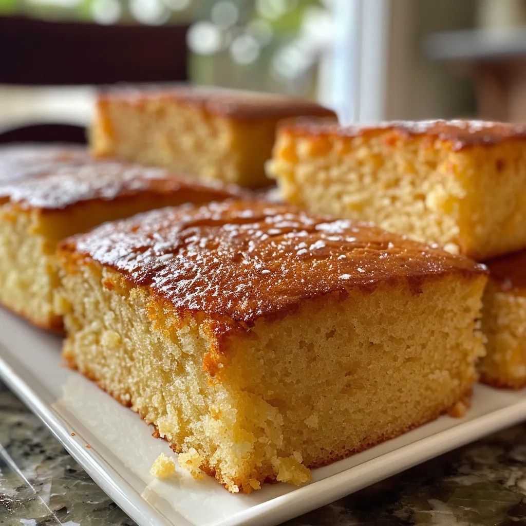 A slice of Easy Yogurt Cake adorned with a glossy lemon and apricot glaze on a white plate.