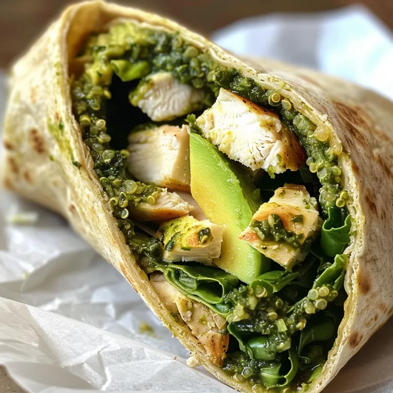Close-up of a Green Goddess Chicken Wrap showcasing grilled chicken, avocado, and colorful greens.