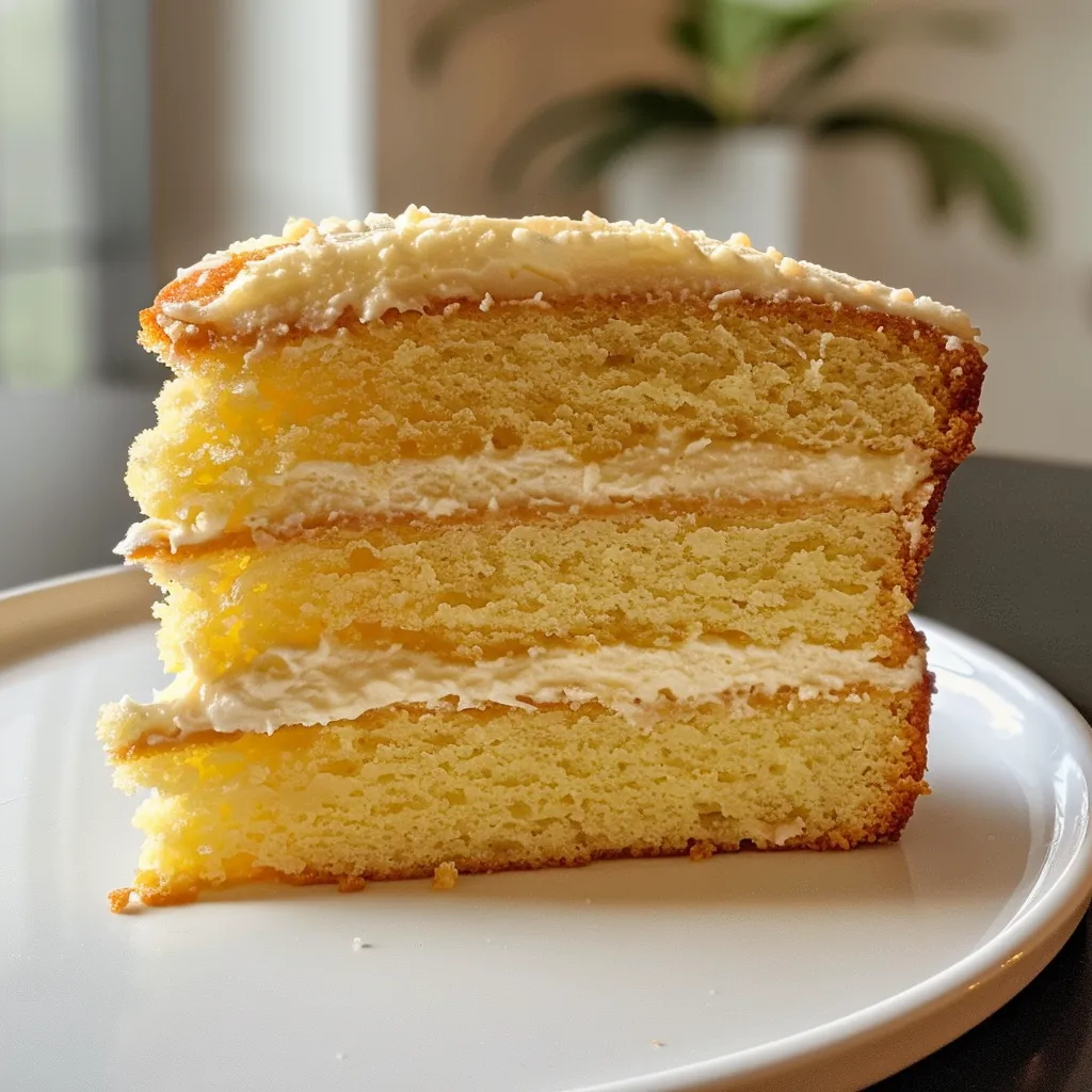 A slice of Mini Vanilla Cake showcasing its fluffy texture and vanilla frosting.