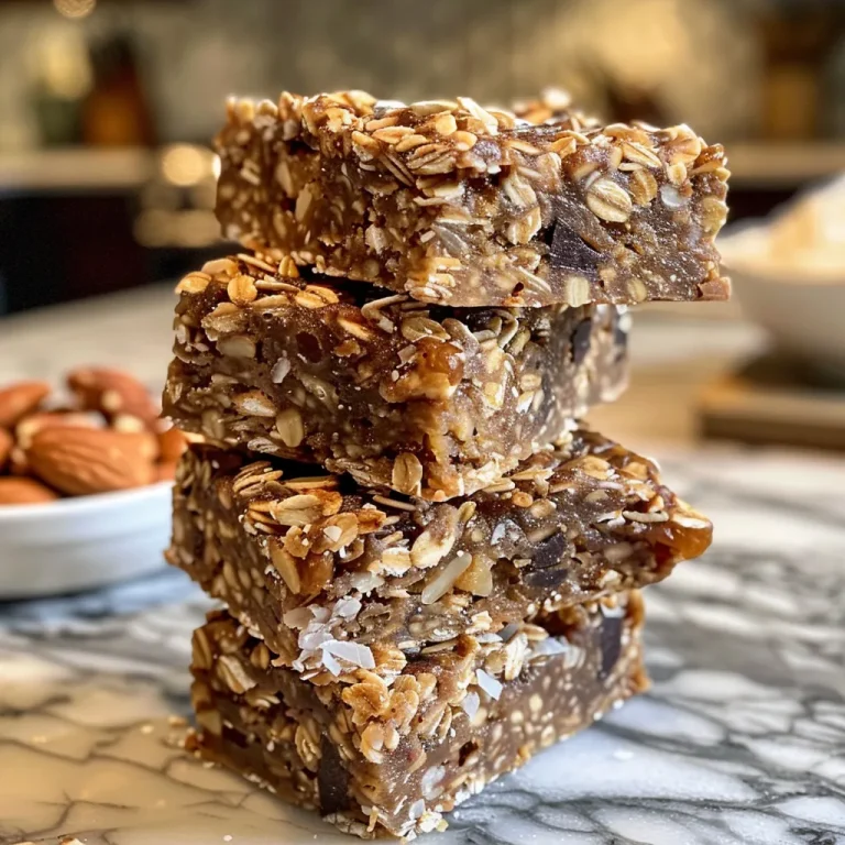 Close-up view of delicious no-bake oatmeal date bars with a glossy finish.