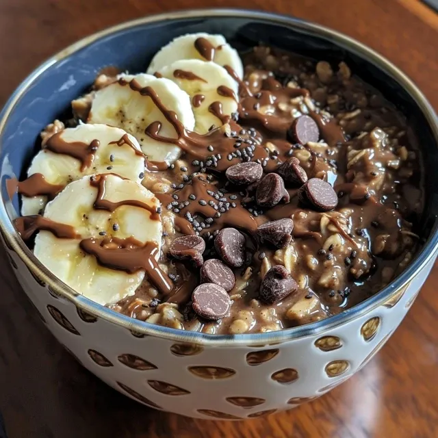 A vibrant bowl of porridge fit for Avena, showing oats mixed with cocoa and fresh banana slices.