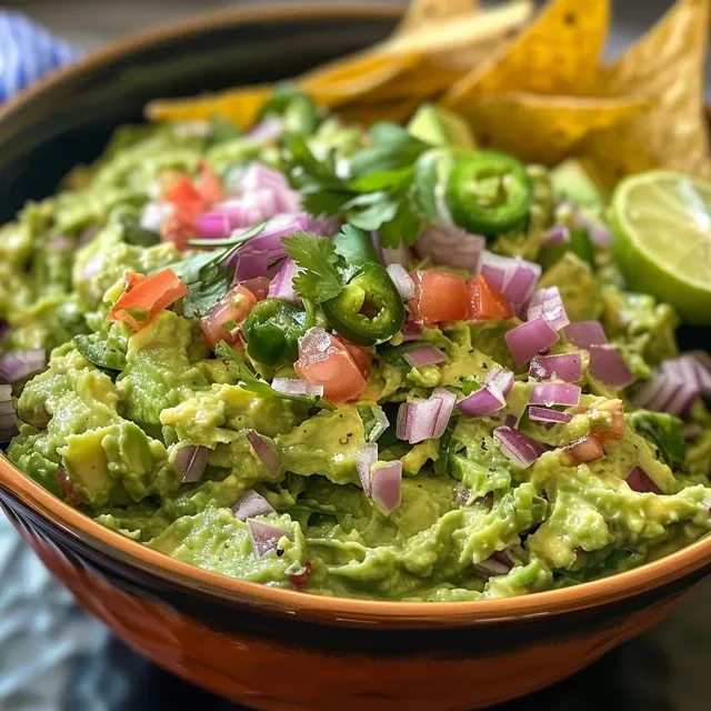 Sliced avocado and fresh ingredients prepared for guacamole on a wooden board.