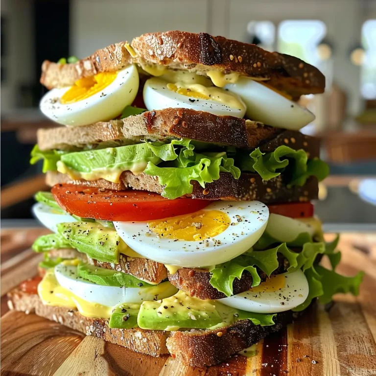 A side view of a juicy avocado egg sandwich, showcasing vibrant layers of avocado and hard-boiled eggs.