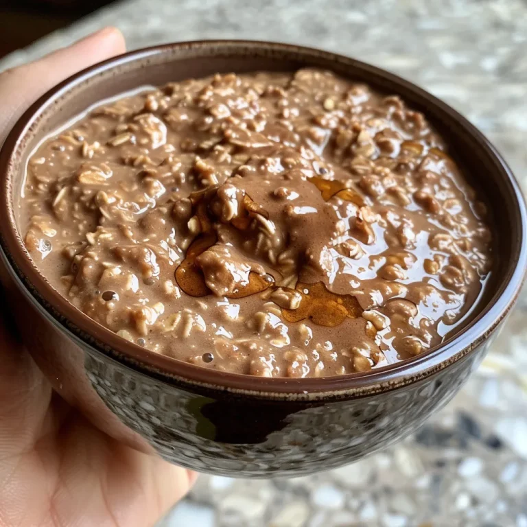 Indulgent Chocolate Oatmeal A Heartwarming Start to Your Day Close-up shot of a bowl of chocolate oatmeal, showcasing its creamy texture with a sprinkle of cocoa powder.
