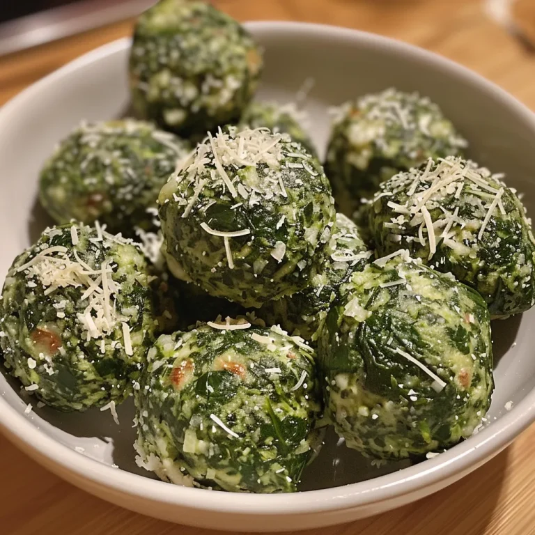 Close-up of golden-brown spinach balls on a white plate.