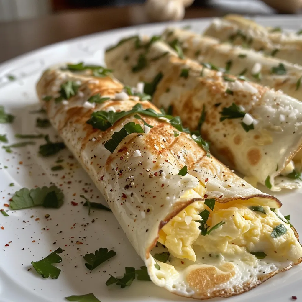 Appetizing Egg White Wraps displayed on a rustic wooden table.