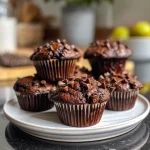 Close-up view of healthy chocolate muffins with a moist and fluffy texture.