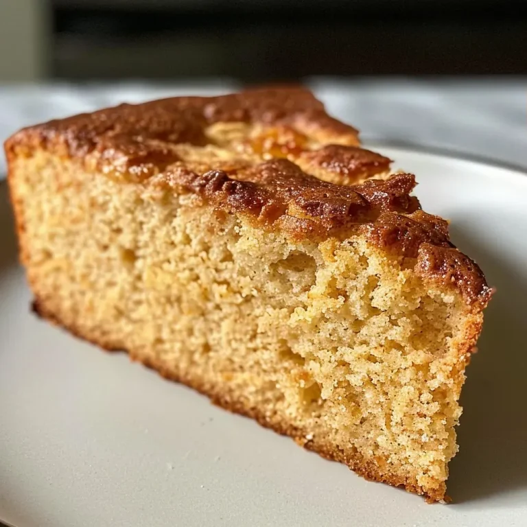 A Delightful Almond Flour Greek Yogurt Cake for Sweet Moments Side view of a moist Almond Flour Greek Yogurt Cake displayed on a plate.
