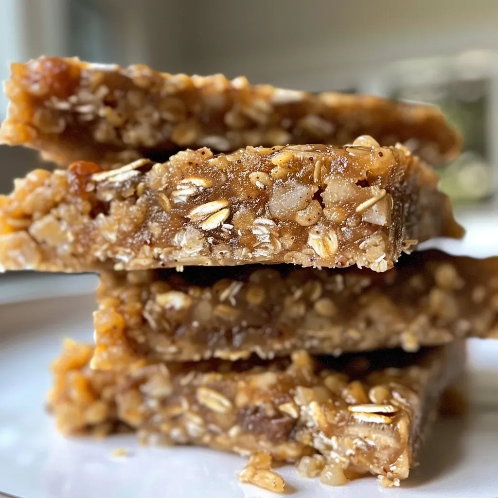 ['Close-up of homemade Apple Cinnamon Energy Bars, showcasing their texture and ingredients.', 'Side view of energy bars with visible chunks of dried apples and oats, highlighting a healthy snack option.', 'Juicy Apple Cinnamon Energy Bars arranged on a surface, focusing on their chewy appearance and ingredients.', 'Delicious energy bars made with medjool dates and cinnamon, presented in a natural setting.']