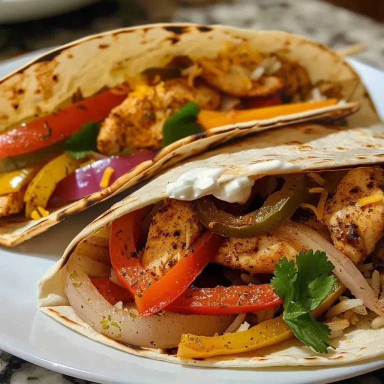Savor the Simplicity Chicken Fajitas Wraps for Every Occasion Close-up of a Chicken Fajitas Wrap with colorful bell peppers and melted cheese.