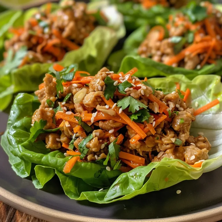 Delightful Chicken Lettuce Wraps A Flavorful Journey at Home Close-up view of Chicken Lettuce Wraps filled with ground chicken and garnished with green onions.