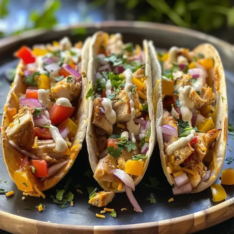 ['Close-up of Chicken Ranch Taco Boats filled with colorful ingredients.', 'Side view of juicy Chicken Ranch Taco Boats showcasing diced chicken and vegetables.', 'Delicious Chicken Ranch Taco Boats served in a decorative taco kit.', 'Vibrant Chicken Ranch Taco Boats loaded with cheese and ranch dressing.']
