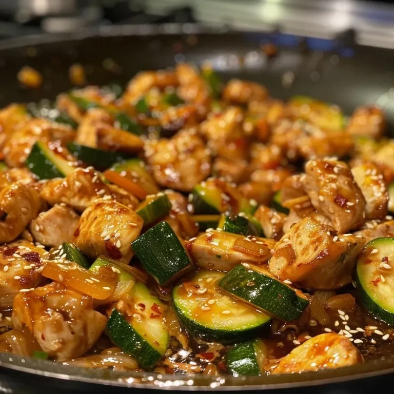 ['Close-up view of a Chicken Zucchini Stir Fry with colorful vegetables and chicken pieces.', 'Juicy Chicken Zucchini Stir Fry displayed in a bowl with vibrant green zucchini and tender chicken.', 'Side view of a Chicken Zucchini Stir Fry, showcasing the mixture of chicken, zucchini, and garlic.', 'Close-up photo featuring a Chicken Zucchini Stir Fry with slices of zucchini and pieces of chicken breast.']