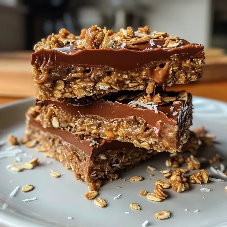 ['Close-up view of a chocolate coconut oat bar with a rich, textured surface.', 'Side view of stacked chocolate coconut oat bars showcasing layers of oats and coconut.', 'Juicy chocolate coconut oat bar with a glossy chocolate finish and shredded coconut on top.', 'A delectable chocolate coconut oat bar cut into squares, highlighting its chewy texture.']