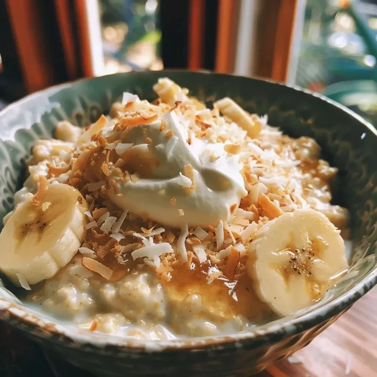 ['Close-up view of Coconut Cream Pie Overnight Oats in a glass jar, showcasing oats and coconut toppings.', 'Side view of creamy Coconut Cream Pie Overnight Oats, featuring layered ingredients and a sprinkle of coconut on top.', 'Detailed image of Coconut Cream Pie Overnight Oats with toppings, highlighting the texture and freshness of the ingredients.', 'Appetizing close-up of a serving of Coconut Cream Pie Overnight Oats, emphasizing the creamy layers and coconut garnish.']