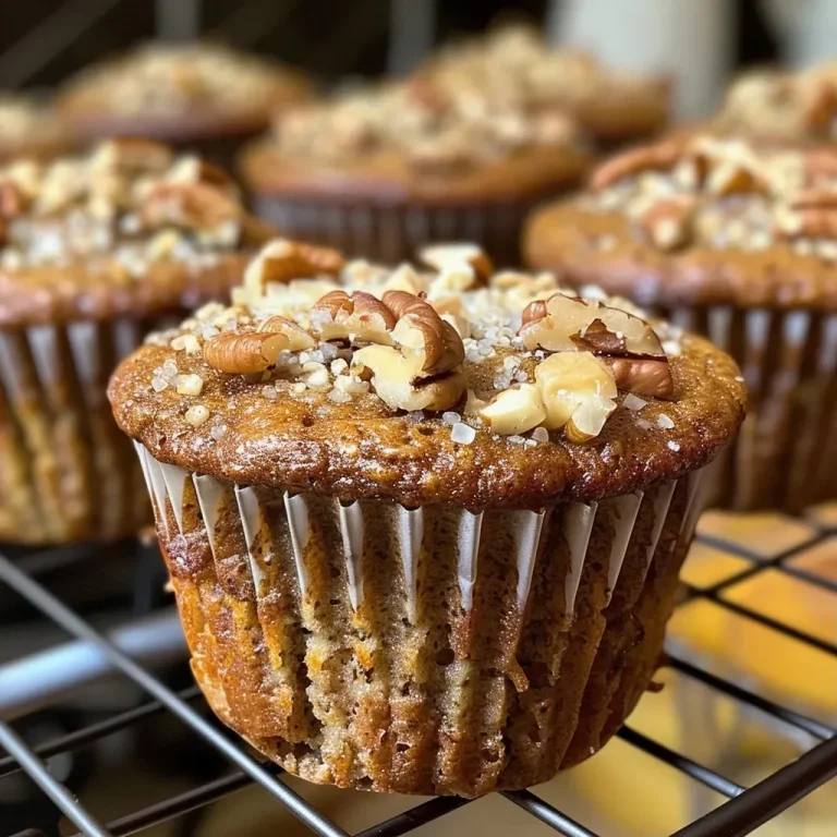 ['Close-up view of a delicious coconut flour banana muffin with a golden-brown top and visible pecans.', 'Side view of moist coconut flour banana muffins showcasing the fluffy texture and pecan topping.', 'Juicy banana muffins made with coconut flour, featuring a rich, golden crust and scattered nuts.', 'A delectable coconut flour banana muffin with a crispy top and a side profile highlighting its texture.']