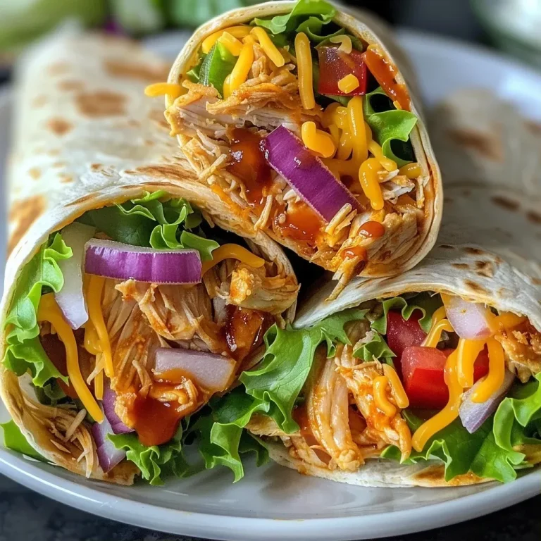 ['Close-up view of crispy BBQ chicken wraps filled with colorful ingredients.', 'Side view of juicy BBQ chicken wraps showcasing melted cheese and fresh vegetables.', 'Detailed image of a crispy wrap overflowing with barbecue chicken and toppings.', 'Appetizing close-up of a tortilla wrap featuring shredded chicken and vibrant veggies.']