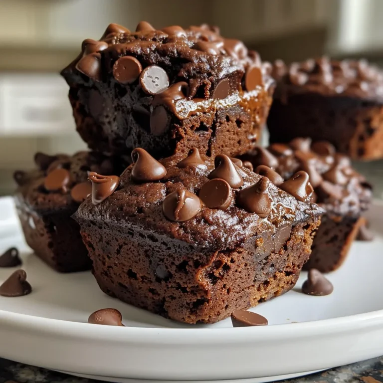 A side view of a double chocolate banana muffin, showcasing its rich, dark color and chocolate chip topping.