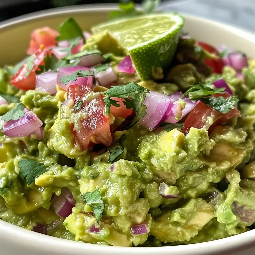 Side view of creamy guacamole in a bowl, showcasing its rich texture and vibrant color.