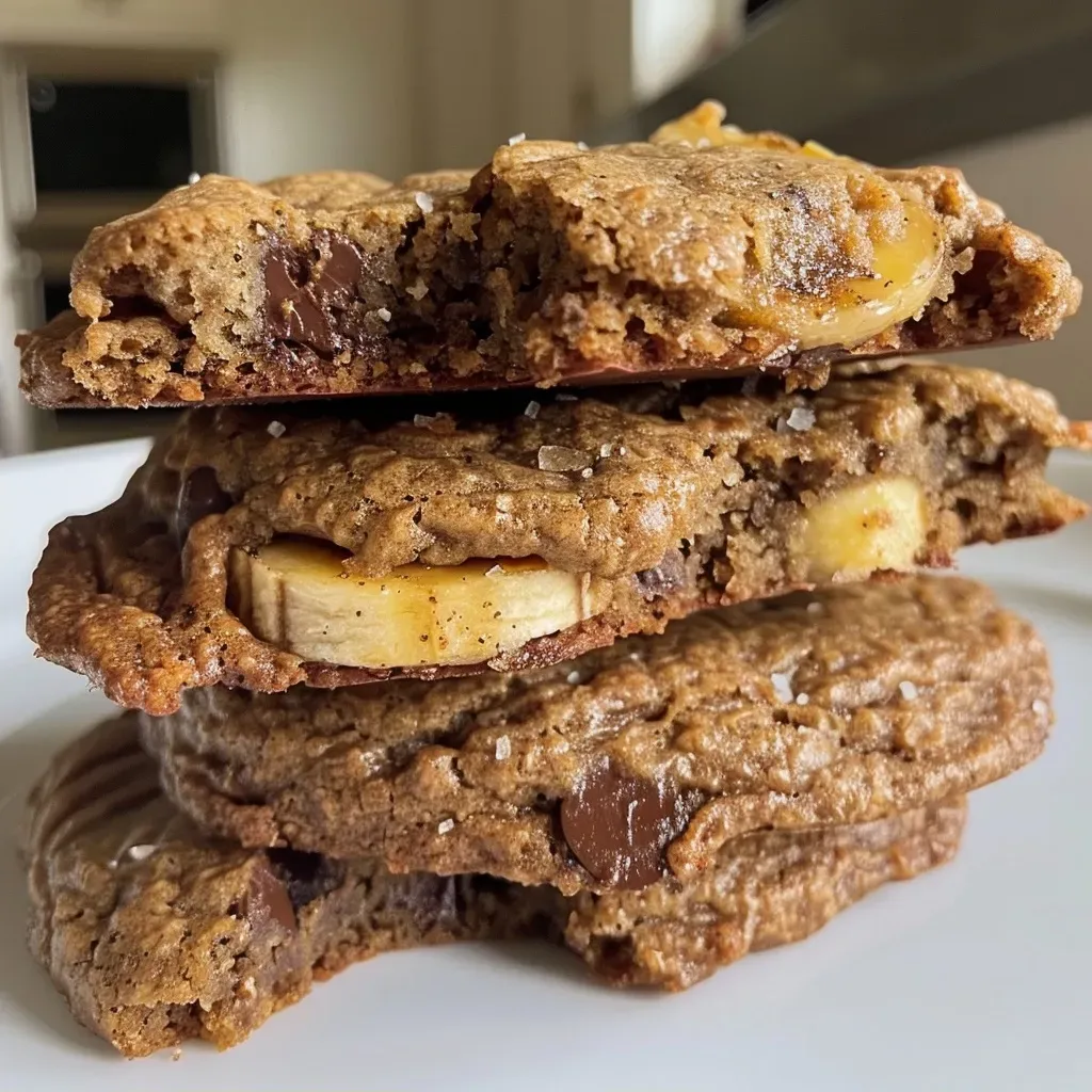 ['Close-up side view of sliced gluten-free banana bread on a wooden cutting board.', 'Juicy gluten-free banana bread with moist texture, displayed in slices on a plate.', 'Side view of freshly baked gluten-free banana bread with a golden crust and banana chunks.', 'Slices of gluten-free banana bread garnished with banana slices on a light-colored background.']