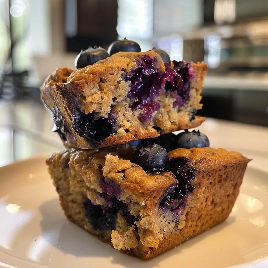 ['Close-up view of a gluten-free blueberry muffin with a textured top and visible blueberries.', 'Side view of a golden-brown gluten-free blueberry muffin showcasing ripe blueberries and a fluffy interior.', 'Juicy gluten-free blueberry muffin with a moist crumb, displaying the blueberries on the surface.', 'Appetizing close-up of gluten-free blueberry muffins, highlighting the blueberries and hints of cinnamon.']