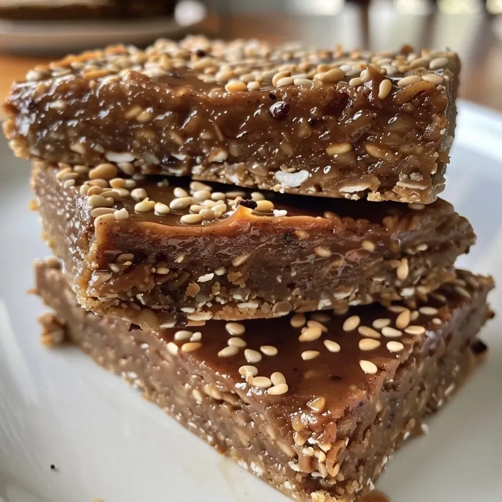 ['Close-up of gluten-free, dairy-free protein bars with a glossy chocolate coating and sprinkled sea salt.', 'Side view of homemade protein bars featuring almond butter and dark chocolate, highlighting their chewy texture.', 'Juicy and delicious protein bars arranged neatly, showing ingredients like flaxseed meal and sesame seeds.', 'Textured view of healthy protein bars, showcasing the drizzle of dairy-free chocolate and a hint of cinnamon dust.']