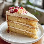 ['Close-up side view of a moist gluten-free vanilla cake with a smooth cream frosting.', 'Slice of gluten-free vanilla cake showcasing fluffy texture and creamy icing.', 'Detailed view of a gluten-free vanilla cake, highlighting its layers and decorative frosting.', 'Side angle of a vanilla cake, emphasizing its gluten-free ingredients and vibrant frosting.']