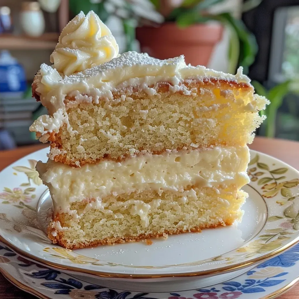 ['Close-up side view of a moist gluten-free vanilla cake with a smooth cream frosting.', 'Slice of gluten-free vanilla cake showcasing fluffy texture and creamy icing.', 'Detailed view of a gluten-free vanilla cake, highlighting its layers and decorative frosting.', 'Side angle of a vanilla cake, emphasizing its gluten-free ingredients and vibrant frosting.']