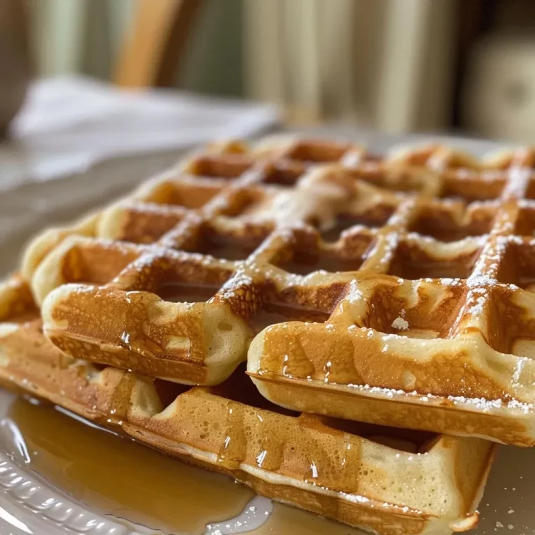 Delightful Morning Waffles A Gluten-Free Recipe for Every Home Close-up shot of a golden-brown gluten-free waffle topped with syrup and fresh berries.