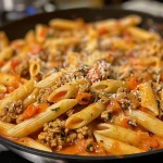 ['Close-up view of a bowl of ground turkey pasta with vegetables.', 'Juicy ground turkey pasta garnished with fresh herbs and parmesan.', 'Side view of a vibrant dish featuring ground turkey and fusilli pasta.', 'A delicious serving of ground turkey pasta topped with spinach and herbs.']