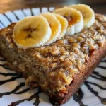 ['Close-up side view of a slice of Healthy Banana Oatmeal Snack Cake on a plate.', 'Juicy Healthy Banana Oatmeal Snack Cake with a golden-brown crust displayed on a wooden table.', 'Slice of Healthy Banana Oatmeal Snack Cake with visible oats and bananas in a vibrant setting.', 'Detailed view of Healthy Banana Oatmeal Snack Cake showcasing its moist texture and healthy ingredients.']