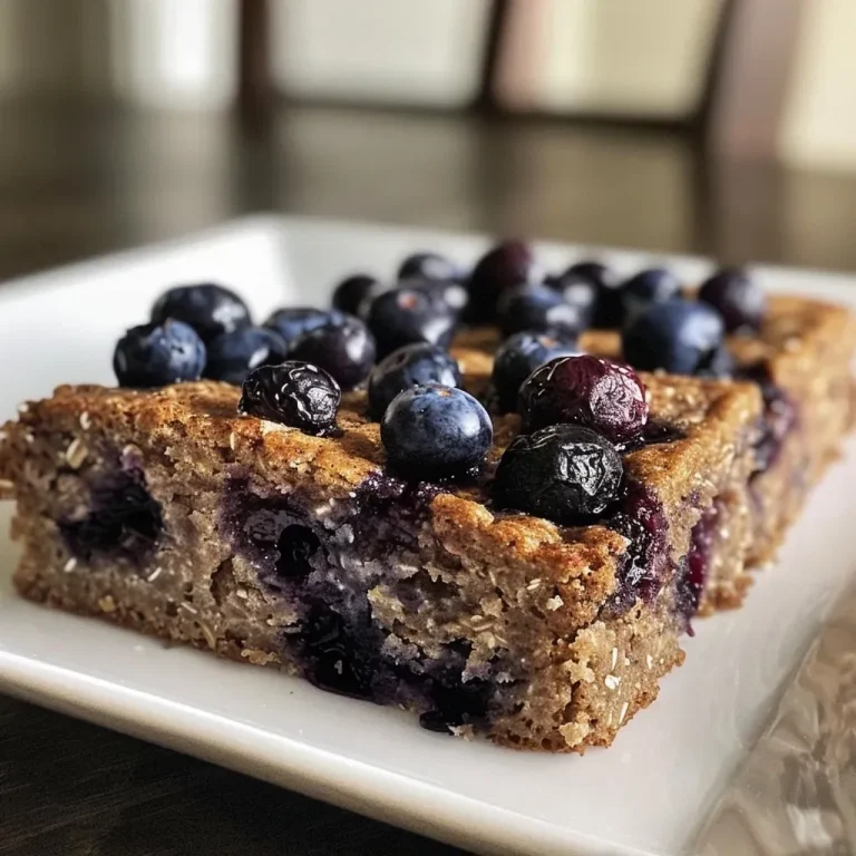 ['Close-up of a slice of blueberry breakfast cake with oatmeal and yogurt, showcasing moist texture.', 'Side view of a healthy yogurt oat blueberry cake, highlighting fresh blueberries on top.', 'Juicy blueberry breakfast cake, featuring a golden crust and dense, moist interior.', 'A delectable slice of breakfast cake filled with blueberries, oats, and yogurt, set on a wooden table.']
