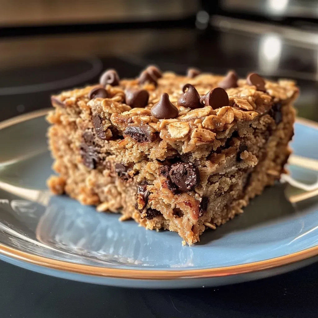 ['Close-up view of a Healthy Chocolate Chip Oat Cake with a golden-brown crust and dark chocolate chips.', 'Side view of a moist Healthy Chocolate Chip Oat Cake showcasing its fluffy texture and chocolate chunks.', 'Detailed shot of a slice of Healthy Chocolate Chip Oat Cake highlighting the oat and chocolate mix.', 'Vibrant image of a Healthy Chocolate Chip Oat Cake displaying its rich color and ingredients.']