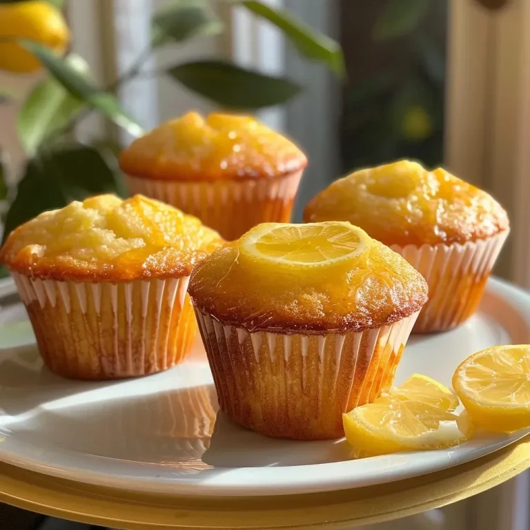 ['Close-up view of moist lemon muffins topped with a dusting of powdered sugar.', 'Side view of healthy lemon muffins with a golden brown crust and lemon zest sprinkled on top.', 'Freshly baked lemon muffins, showcasing their fluffy texture and bright yellow color.', 'Delicious-looking lemon muffins with a lemon slice and powdered sugar on a white plate.']