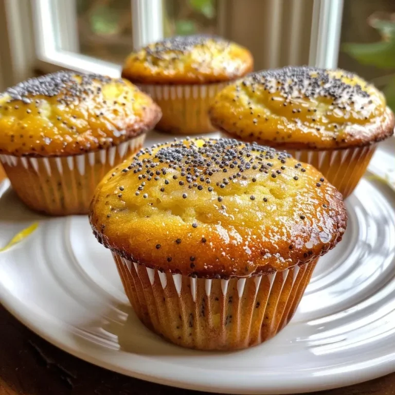 ['Close-up side view of Healthy Lemon Poppy Seed Muffins with a golden crust and poppy seeds sprinkled on top.', 'Juicy and fluffy Healthy Lemon Poppy Seed Muffins displayed on a plate, showcasing a bright lemon zest topping.', 'A side view of freshly baked Healthy Lemon Poppy Seed Muffins, highlighting their moist texture and poppy seed details.', 'Delicious-looking Healthy Lemon Poppy Seed Muffins captured in a close-up, revealing their inviting lemon flavor and seeds.']