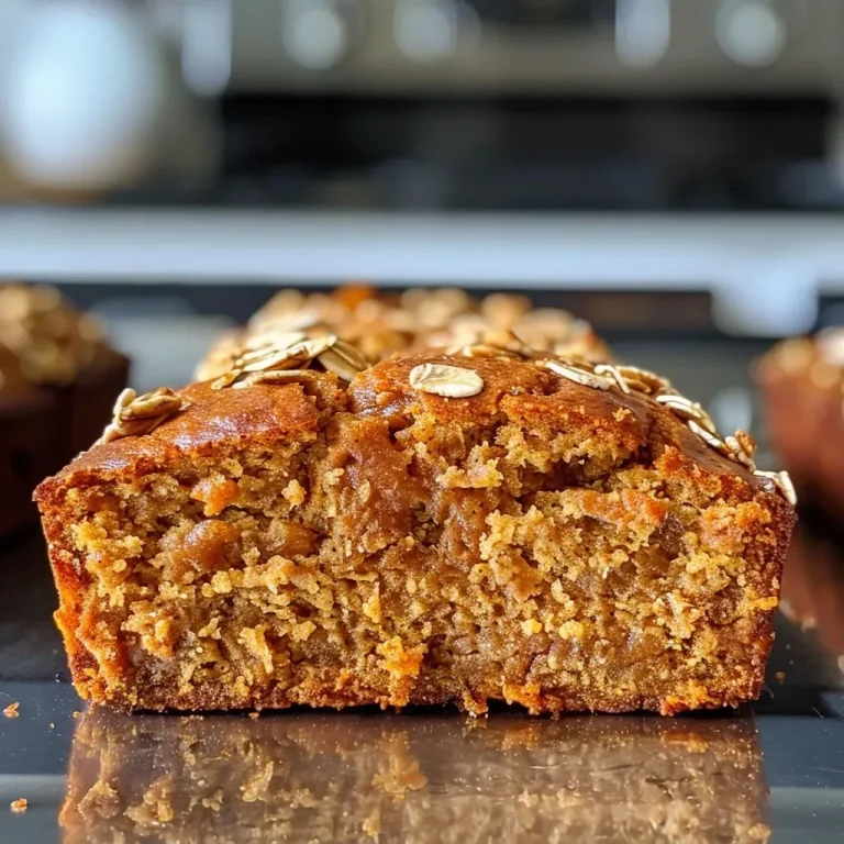 ['Close-up of a slice of Healthy Pumpkin Oat Bread, showcasing its moist texture.', 'Side view of Healthy Pumpkin Oat Bread, highlighting the golden crust and oats.', 'Juicy, hearty slice of Healthy Pumpkin Oat Bread with visible oats and spices.', 'Delicious Healthy Pumpkin Oat Bread displayed, emphasizing its soft, scrumptious interior.']