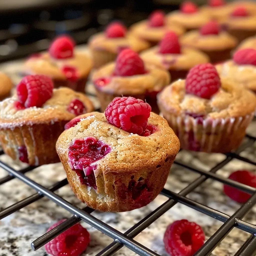 ['Close-up of healthy raspberry lemon mini muffins, showcasing their moist texture and vibrant colors.', 'Side view of juicy raspberry lemon mini muffins, highlighting the juicy raspberries and fresh lemon zest.', 'Delicious mini muffins filled with raspberries and lemon, captured in a close-up shot with a soft background.', 'Golden brown raspberry lemon mini muffins displayed tantalizingly, emphasizing their fluffy tops and colorful ingredients.']