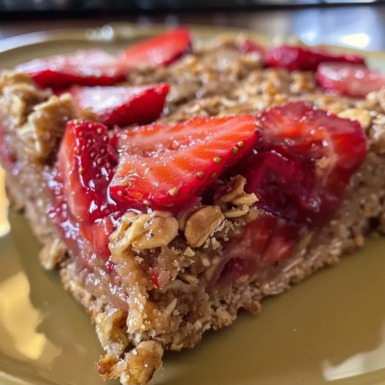 ['Side view of healthy strawberry oatmeal bars with visible strawberries and a golden crust.', 'Close-up shot of a strawberry oatmeal bar showcasing its texture and ingredients.', 'Delicious strawberry oatmeal bars displayed on a wooden surface, highlighting the fruit and oat layers.', 'A mouth-watering view of strawberry oatmeal bars emphasizing the melted butter and fresh strawberries.']
