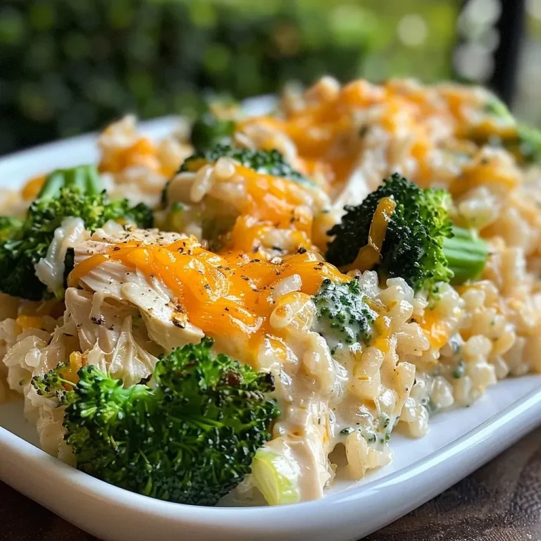 ['Close-up of a creamy chicken broccoli rice casserole with melted cheese on top.', 'Side view of a hearty chicken broccoli rice casserole showing layers of chicken and broccoli.', 'Juicy chicken broccoli rice casserole featuring colorful broccoli florets and cheese melting.', 'Delicious casserole filled with shredded chicken, rice, and broccoli, garnished with herbs.']