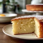 Close-up side view of a low sugar vanilla cake, showcasing its moist texture and creamy frosting.