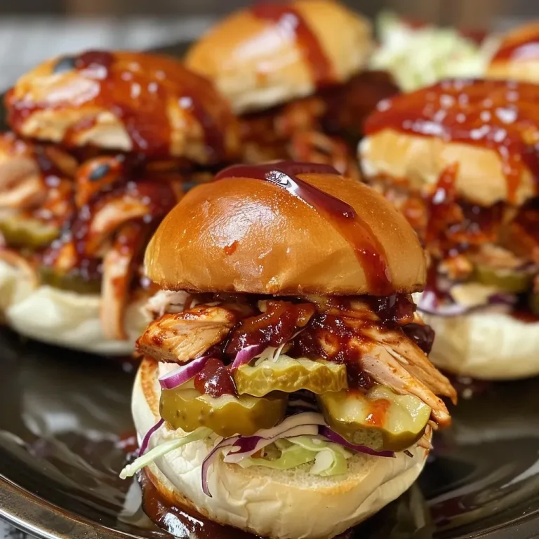 Effortless Mini Chicken Sliders The Perfect Graduation Party Treat Juicy mini chicken sliders stacked on a wooden platter with a side of coleslaw.