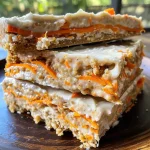 ['Close-up view of No-Bake Carrot Cake Collagen Protein Bars with visible shredded carrots and cream cheese frosting.', 'Side angle shot of layered No-Bake Carrot Cake Collagen Protein Bars showcasing texture and vibrant carrot color.', 'Delicious No-Bake Carrot Cake Protein Bars featuring a mix of spices, cream cheese, and shredded carrots in an appetizing arrangement.', 'Tasty No-Bake Carrot Cake Bars, highlighting ingredients like carrot, collagen powder, and a dusting of cinnamon.']