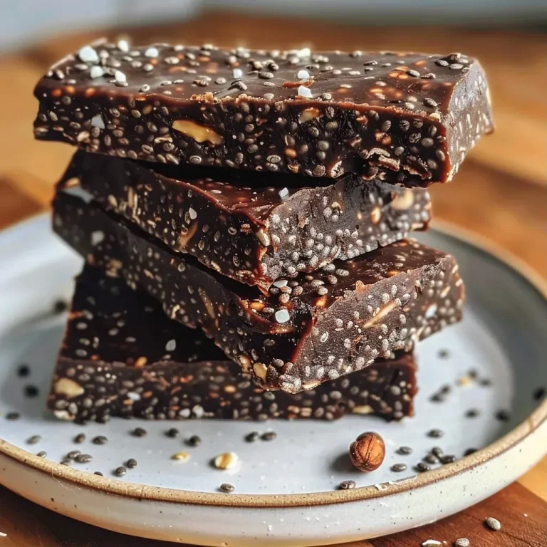 ['Close-up view of No-Bake Chocolate Chia Energy Bars with a textured surface showcasing chia seeds and dark chocolate.', 'Side view of a delicious No-Bake Chocolate Chia Energy Bar, highlighting the chocolate pieces and chia seeds.', 'Juicy No-Bake Chocolate Chia Energy Bars arranged on a surface, featuring a mix of dark chocolate and coconut flakes.', 'Detailed image of No-Bake Chocolate Chia Energy Bars emphasizing their rich chocolate color and chewy texture.']