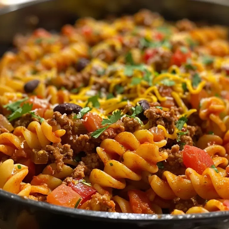 ['Close-up view of a bowl of One Pot Beef Taco Pasta with melted cheese on top.', 'Side perspective of a colorful One Pot Beef Taco Pasta dish featuring ground beef and vegetables.', 'Juicy One Pot Beef Taco Pasta in a bowl, showcasing its cheesy and flavorful ingredients.', 'Delicious One Pot Beef Taco Pasta with a rich tomato sauce and garnished with peppers and cheese.']
