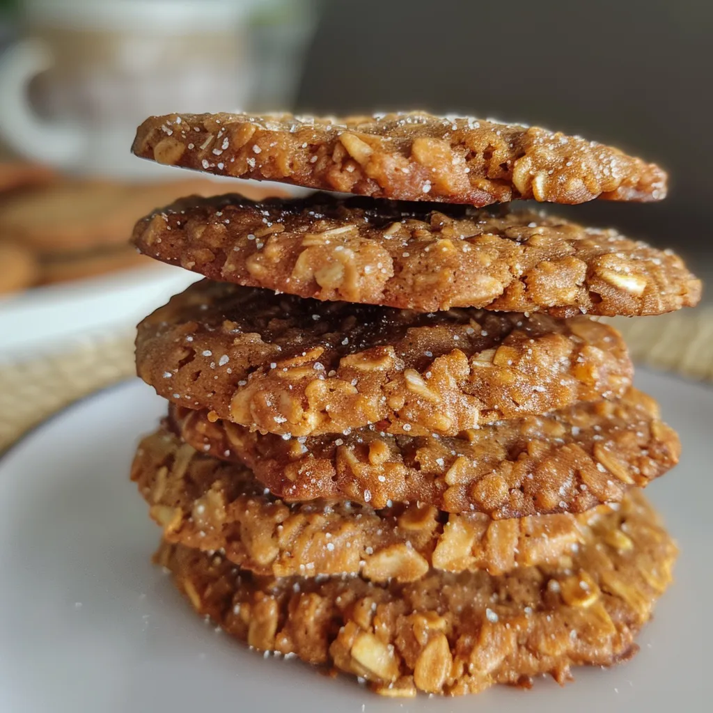 A juicy peanut butter oatmeal cookie with a slightly cracked surface, showcasing its chewy texture.