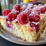['Close-up view of a moist Raspberry Lemon Cake topped with fresh raspberries.', 'Side view of a delicious Protein Raspberry Lemon Cake with a vibrant lemon glaze.', 'Juicy Raspberry Lemon Cake showcasing layers filled with fresh raspberries.', 'Detailed side shot of Protein Raspberry Lemon Cake highlighting its fluffy texture.']