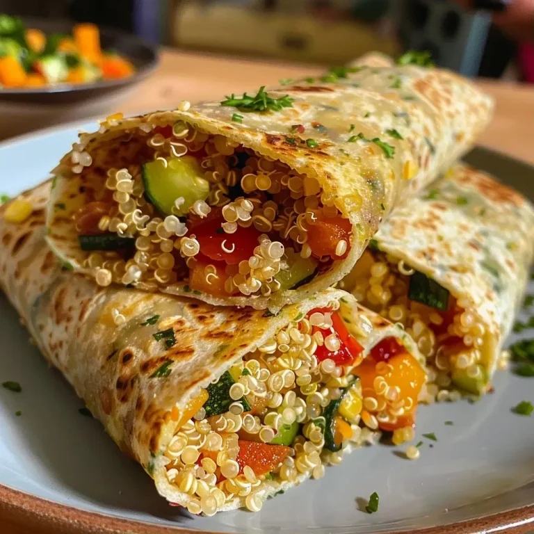 ['A close-up side view of a colorful quinoa vegetable wrap featuring vibrant green peppers, carrots, and zucchini.', 'Juicy quinoa and vegetable wrap displayed with fresh herbs and a tortilla, highlighting healthy ingredients.', 'A side view of a filled tortilla wrap showcasing quinoa, mixed vegetables, and a creamy spread.', 'An appetizing quinoa vegetable wrap with visible layers of fresh veggies and a hint of basil.']